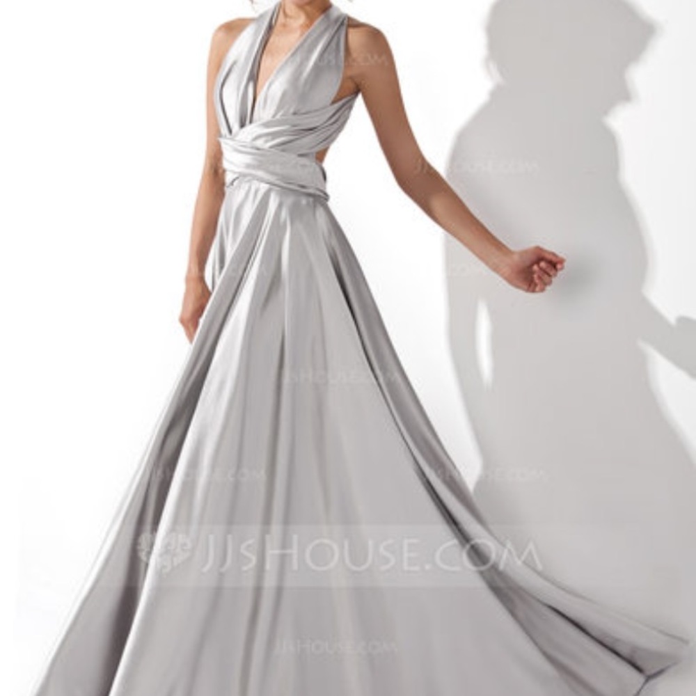 V-Neck Charmeuse Prom Dress